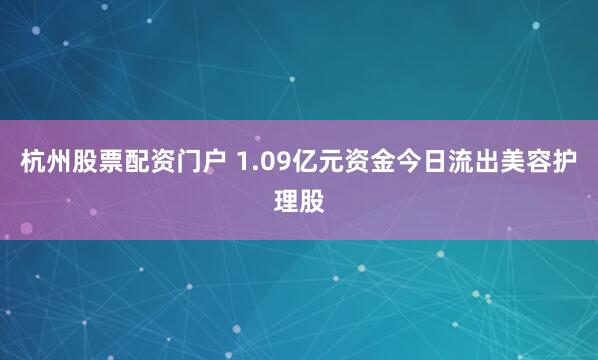 杭州股票配资门户 1.09亿元资金今日流出美容护理股